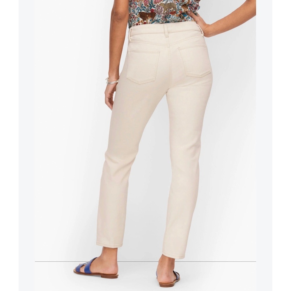 Talbots Flawless Slim Ankle Jeans Womens 10 Cream Off White Denim Stretch Pants
